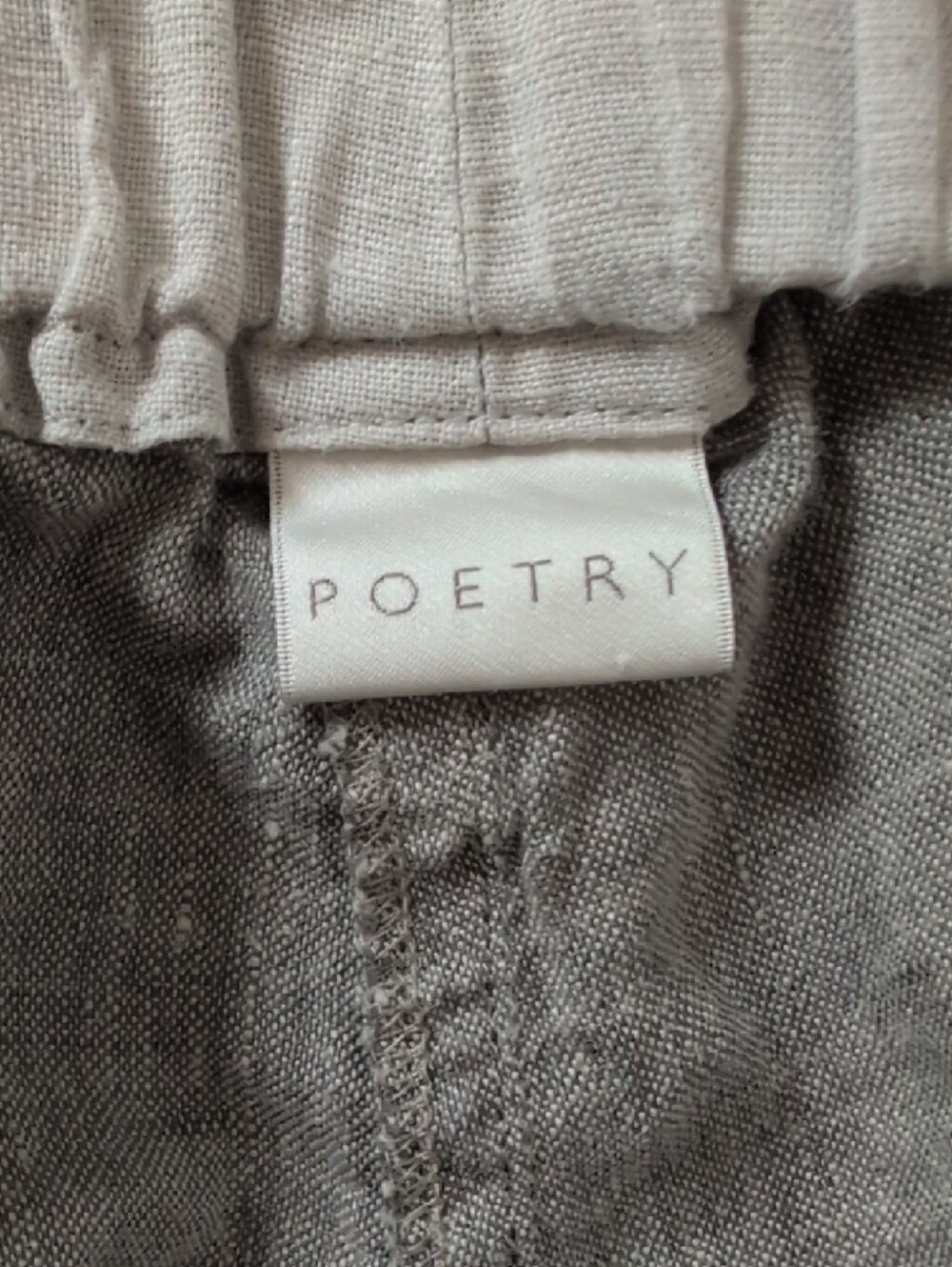 Poetry Light Gray Linen Elastic Waist Shorts - Picture 2 of 4